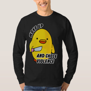 Wordt wakker en kiest gewelddadige eend met mes t-shirt