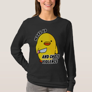 Wordt wakker en kiest gewelddadige eend met mes t-shirt