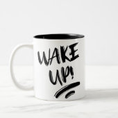 Wordt Wakker! Leuk Ontwerp tekst Tweekleurige Koffiemok (Links)