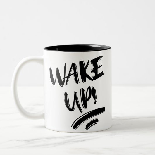 Wordt Wakker! Leuk Ontwerp tekst Tweekleurige Koffiemok (Links)