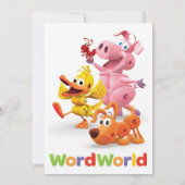 WordWorld Party uitnodigen Kaart (Achterkant)