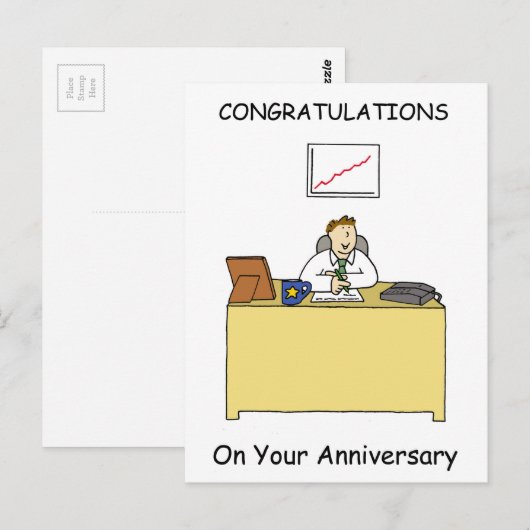 Work Anniversary Congratulations for Male Briefkaart (Voorkant / Achterkant)