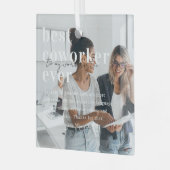 Work Bestie | Citaat- en fotocowerkerenkaart Glas Ornament (Voorkant links)
