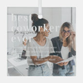 Work Bestie | Citaat- en fotocowerkerenkaart Glas Ornament (Voorkant)