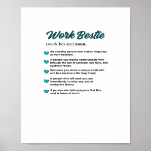 Work Bestie Definition Blauwgroen Classic Poster