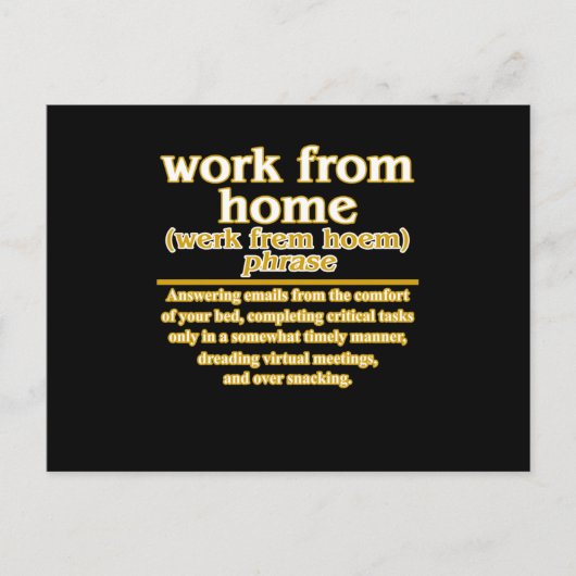 Work From Home Definition Employees Officer Worker Aankondigingskaart (Voorkant)