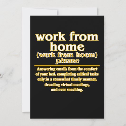 Work From Home Definition Employees Officer Worker Kaart (Voorkant)