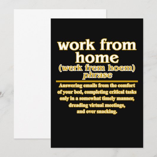 Work From Home Definition Employees Officer Worker Kaart (Voorkant / Achterkant)