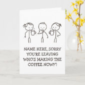 Work Goodbye Gift leaving card coffee lover Kaart (Gele Bloem)