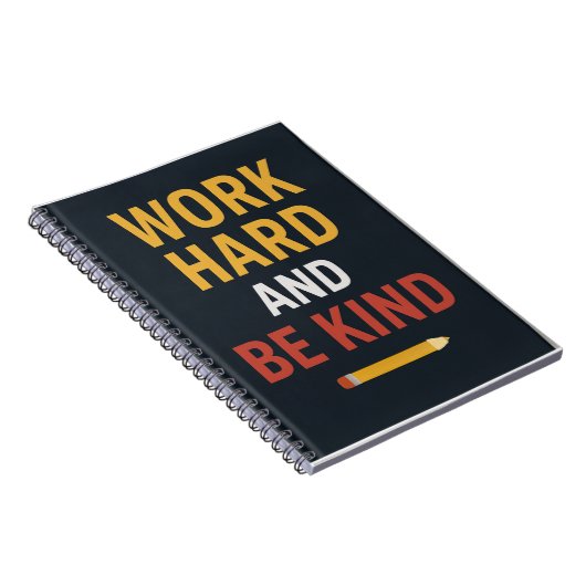 Work Hard And Be Kind" Motivational School Noteboo Notitieboek (Rechterzijde)