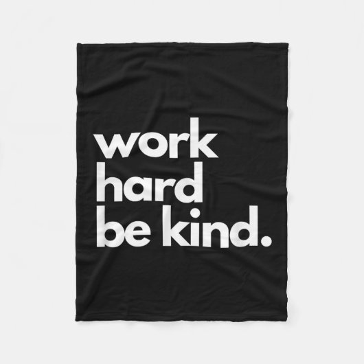 Work Hard Be Kind Insrational Motivational Workout Fleece Deken (Voorkant)