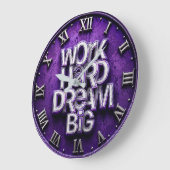 Work Hard Dream Big Office Purple Grote Klok (Hoek)