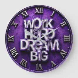 Work Hard Dream Big Office Purple Grote Klok