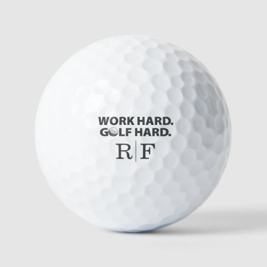 Work Hard Golf Hard Funny Typography Monogram Golfballen (Voorkant)