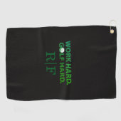 Work Hard Golf Hard Monogram Initial Retro Green Golfhanddoek (Horizontaal)
