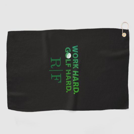 Work Hard Golf Hard Monogram Initial Retro Green Golfhanddoek (Horizontaal)