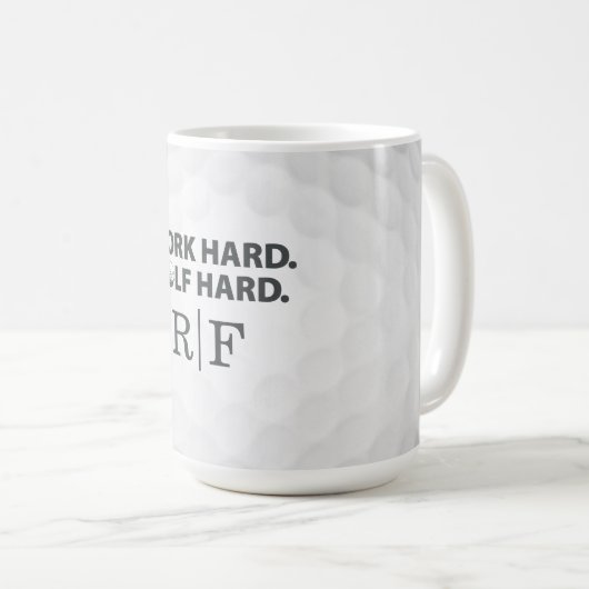 Work Hard Golf Hard Monogram Initial Retro Style Koffiemok (Voorkant rechts)