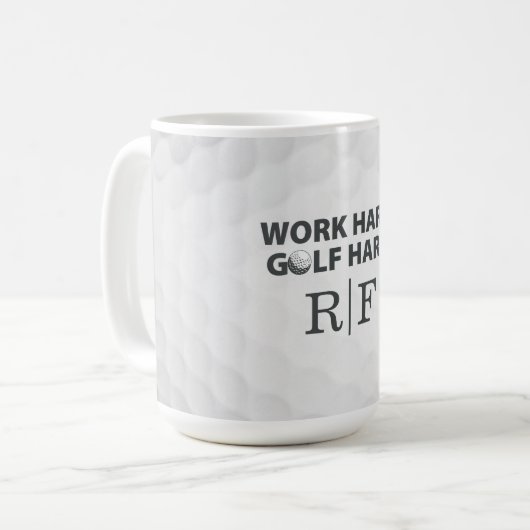 Work Hard Golf Hard Monogram Initial Retro Style Koffiemok (Voorkant links)
