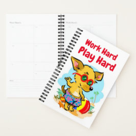 "Work Hard Play Hard" Grappig Beach Dog Journal Planner