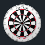 "WORK HARD PLAY HARD" Kantoor Game Room Black/Red Dartbord<br><div class="desc">Wil je je werknemers aantrekken om naar de kantoor te gaan? Laat ze hard werken en hard spelen in de kantoor! Verbeter uw kantoor-gamekamer met dit dartboard met de merkkleuren van uw bedrijf en de tekst "WORK HARD" bovenaan en "PLAY HARD" onderaan. Moedig uw werknemers aan om met hun medewerkers...</div>