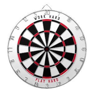 "WORK HARD PLAY HARD" Kantoor Game Room Black/Red  Dartbord