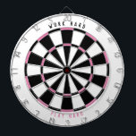 "WORK HARD PLAY HARD" Kantoor Game Room Black/Roze Dartbord<br><div class="desc">Wil je je werknemers aantrekken om naar de kantoor te gaan? Laat ze hard werken en hard spelen in de kantoor! Verbeter uw kantoor-gamekamer met dit dartboard met de merkkleuren van uw bedrijf en de tekst "WORK HARD" bovenaan en "PLAY HARD" onderaan. Moedig uw werknemers aan om met hun medewerkers...</div>