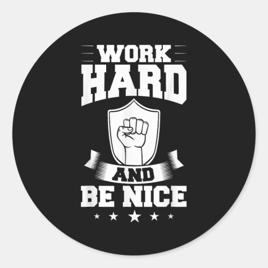 Work Hard Quotes Insration Motivational Saying  Ronde Sticker (Voorkant)