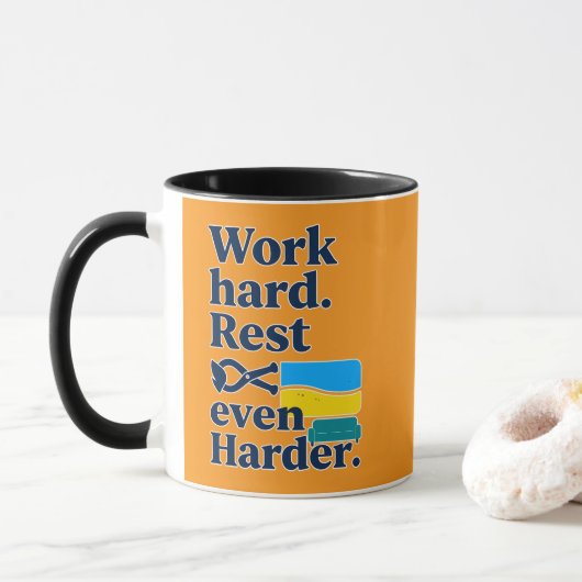 Work Hard Rest Even Harder Beach Lifestyle Design Mok (Met donut)