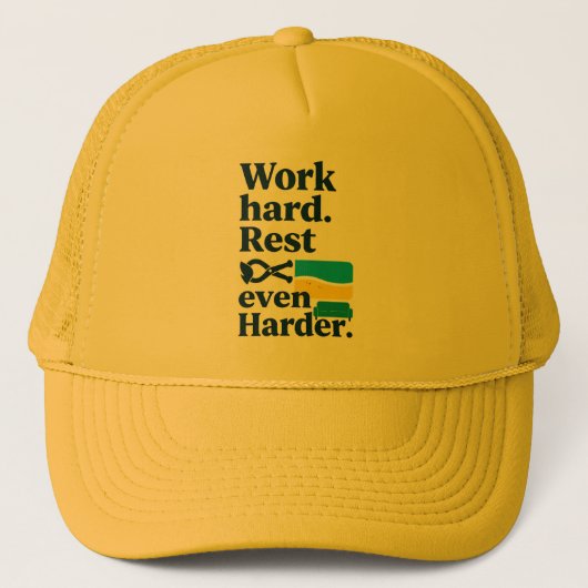 Work Hard Rest Even Harder Beach Lifestyle Design Trucker Pet (Voorkant)