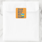 Work Hard Rest Even Harder Beach Lifestyle Design Vierkante Sticker (Tas)