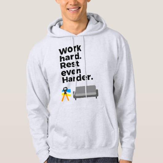 Work Hard Rest Even Harder Minimal Quote Design Hoodie (Voorkant)