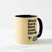 Work Hard Rest Even Harder Minimal Quote Design Mok (Voorkant rechts)