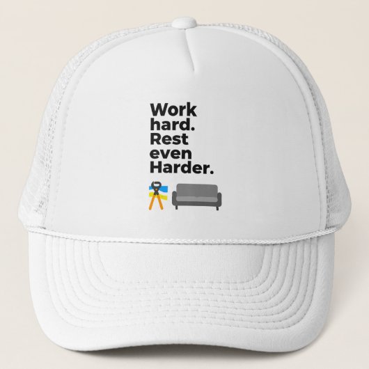 Work Hard Rest Even Harder Minimal Quote Design Trucker Pet (Voorkant)