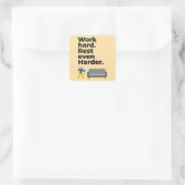 Work Hard Rest Even Harder Minimal Quote Design Vierkante Sticker (Tas)