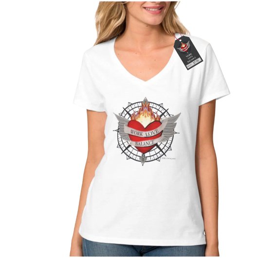 WORK LOVE BALANCE compass design T-shirt