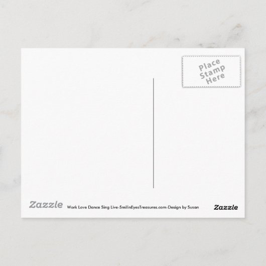Work Love Dance Sing Live Inspirerend Briefkaart (Achterkant)