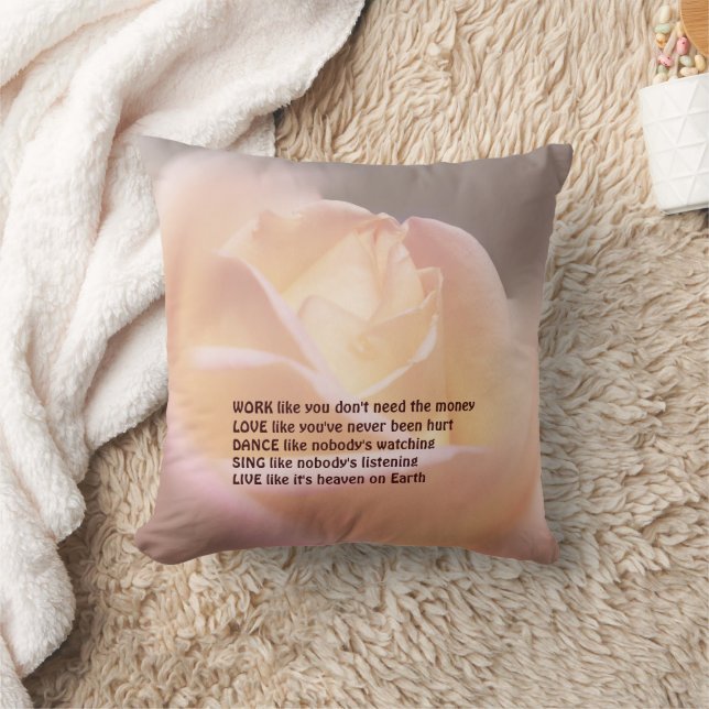 Work Love Dance Soft Rose Inspirational Quote  Kussen (Deken)