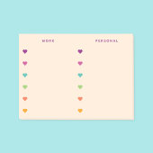 Work | Persoonlijke kleurrijke harten checklist Post-it® Notes