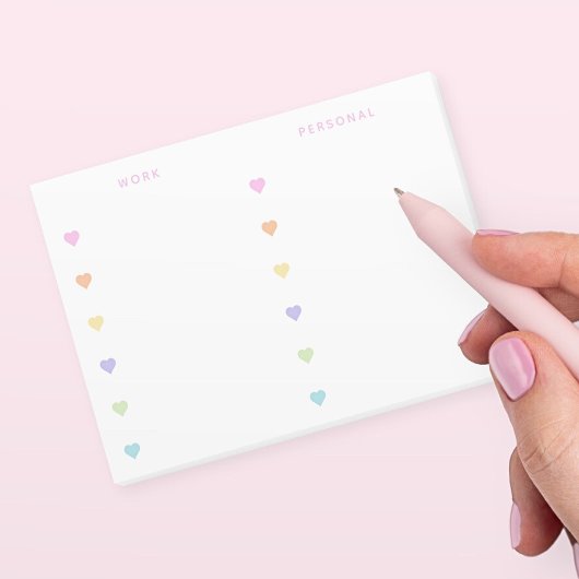 Work | Persoonlijke Pastel Hearts Checklist Post-it® Notes