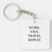 Work. Save. Travel. Repeat. Sleutelhanger (voorkant)