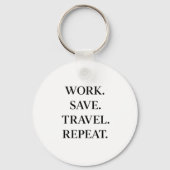 Work. Save. Travel. Repeat. Sleutelhanger (Achterkant)
