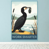 Work smarter poster canvas afdruk (Insitu (Houten vloer))