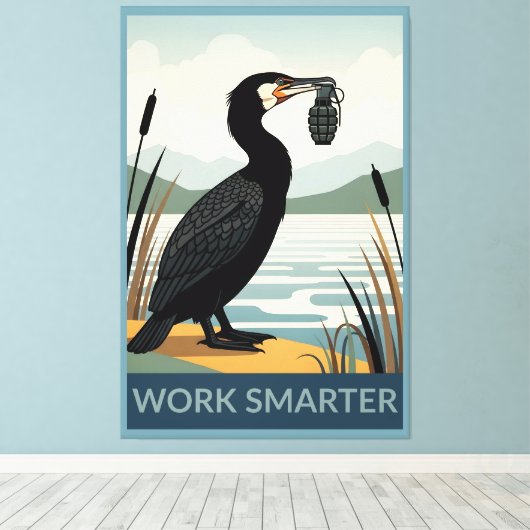 Work smarter poster canvas afdruk (Insitu (Houten vloer))