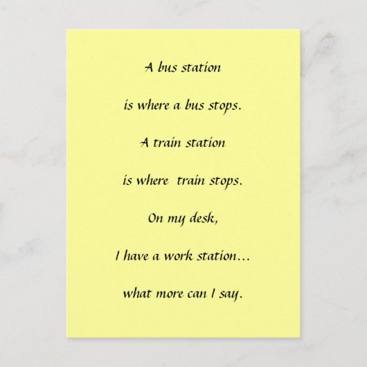 Work Stops Briefkaart (Voorkant)