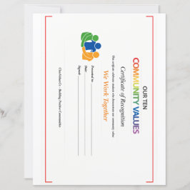 Work Together Value Certificate 8.5x11 Paper Sheet