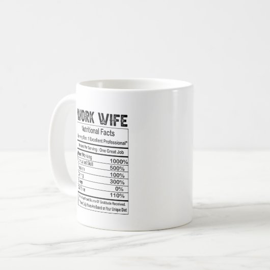 Work Wife Nutrition Facts 11 oz Coffee Mug Koffiemok (Voorkant links)