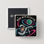 Work With Intention Vierkante Button 5,1 Cm (Voorkant /achterkant)
