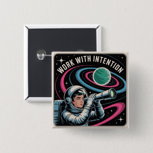 Work With Intention Vierkante Button 5,1 Cm (Voorkant /achterkant)