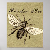 Worker Bee Insect Illustration Poster (Voorkant)