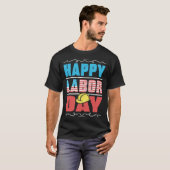 Worker Patriotic American Flag Labor Laborer Happy T-shirt (Voorkant volledig)
